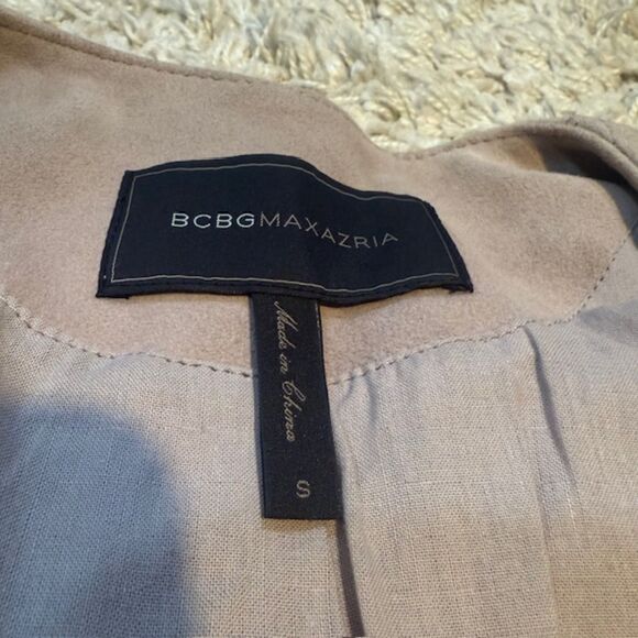 BCBG MaxAzria Cropped Goat Leather Moto Jacket Small Taupe Biker Y2K Streetwear - Picture 8 of 11